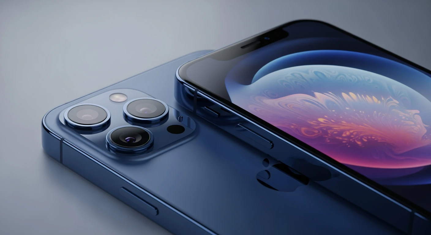iPhone 17 Pro Max in Deep Blue: close-up van het design en de camera.