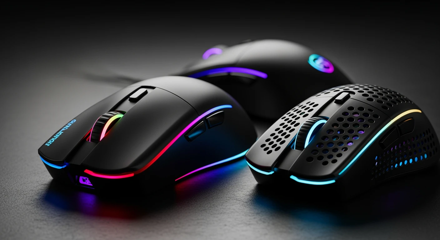 Gaming muis: Trust GXT & Logitech modellen in close-up. Mooie gaming muizen.