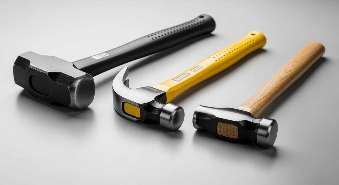 Beste hamer 2026: Klauwhamer, bankhamer & zware hamer op werkbank.