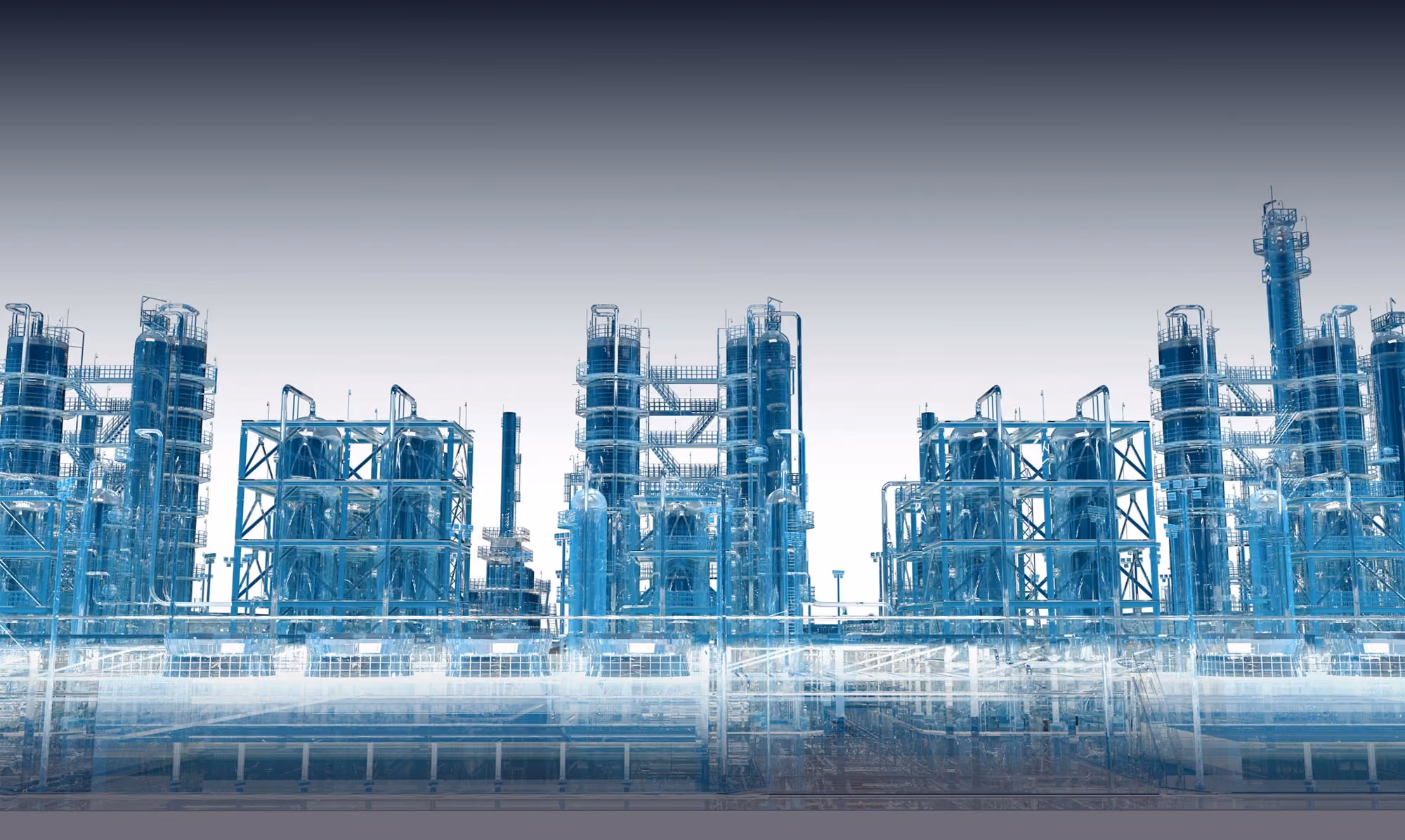 Industrial Processing Unit 3D Glass Rendering