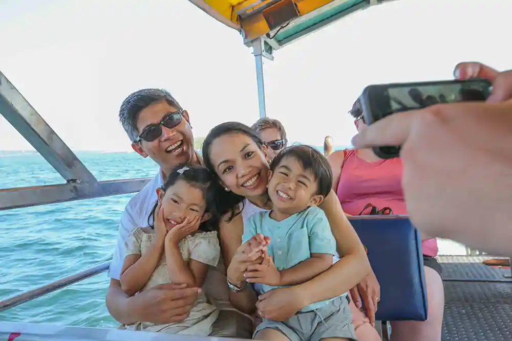 Family of four having fun on the Harbour Hopper Tour