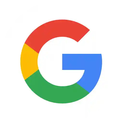 The Google logo. Red, yellow, green and blue colours make up the letter G.