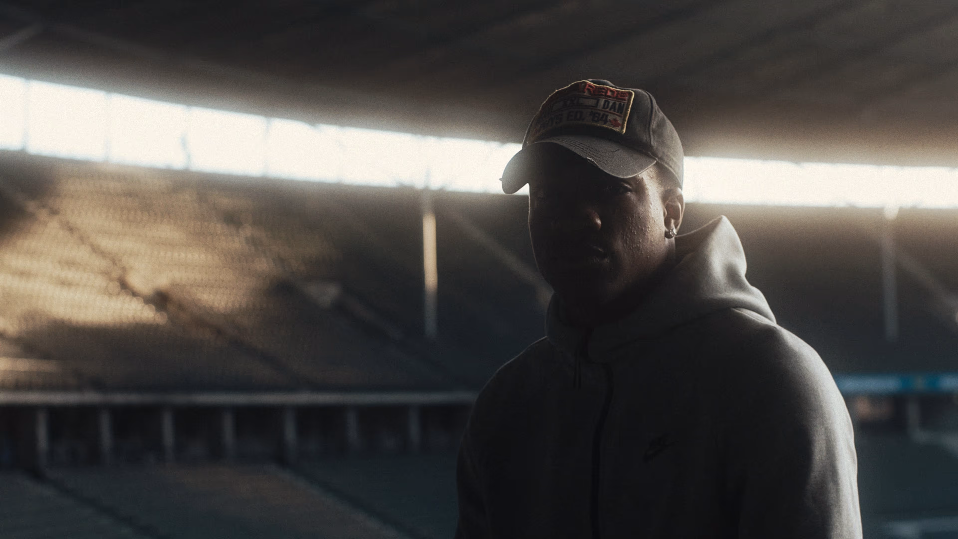 Hertha BSC player Jessic Ngankam is inside the Olympiastadion.