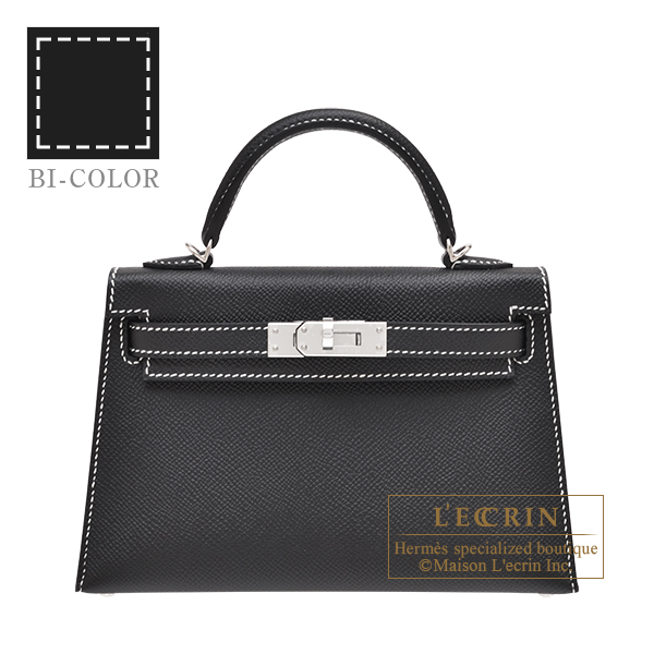 Hermes Kelly 20 HSS White Stitch Black Epsom Leather PHW