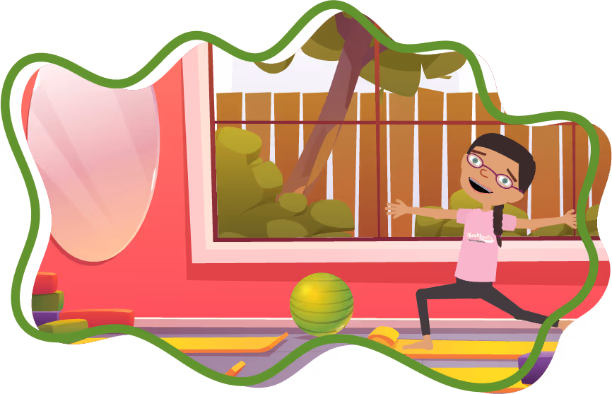 Illustration of children being mindful in the Stepping Stones Village