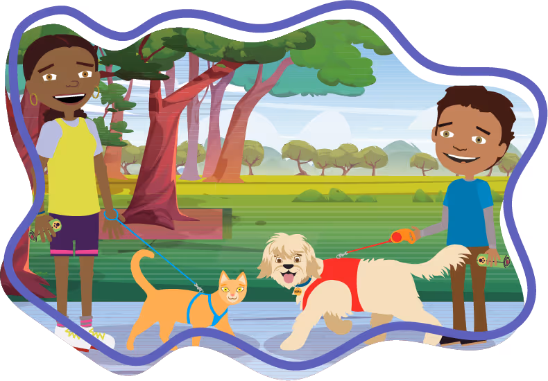 Illustration of children being responsible in the Stepping Stones Village