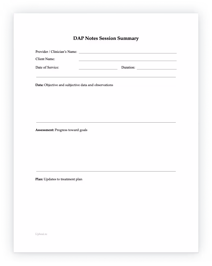 DAP Note template