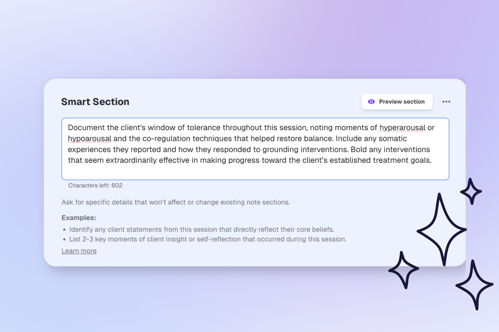 Smart Sections: Custom AI-powered note templates