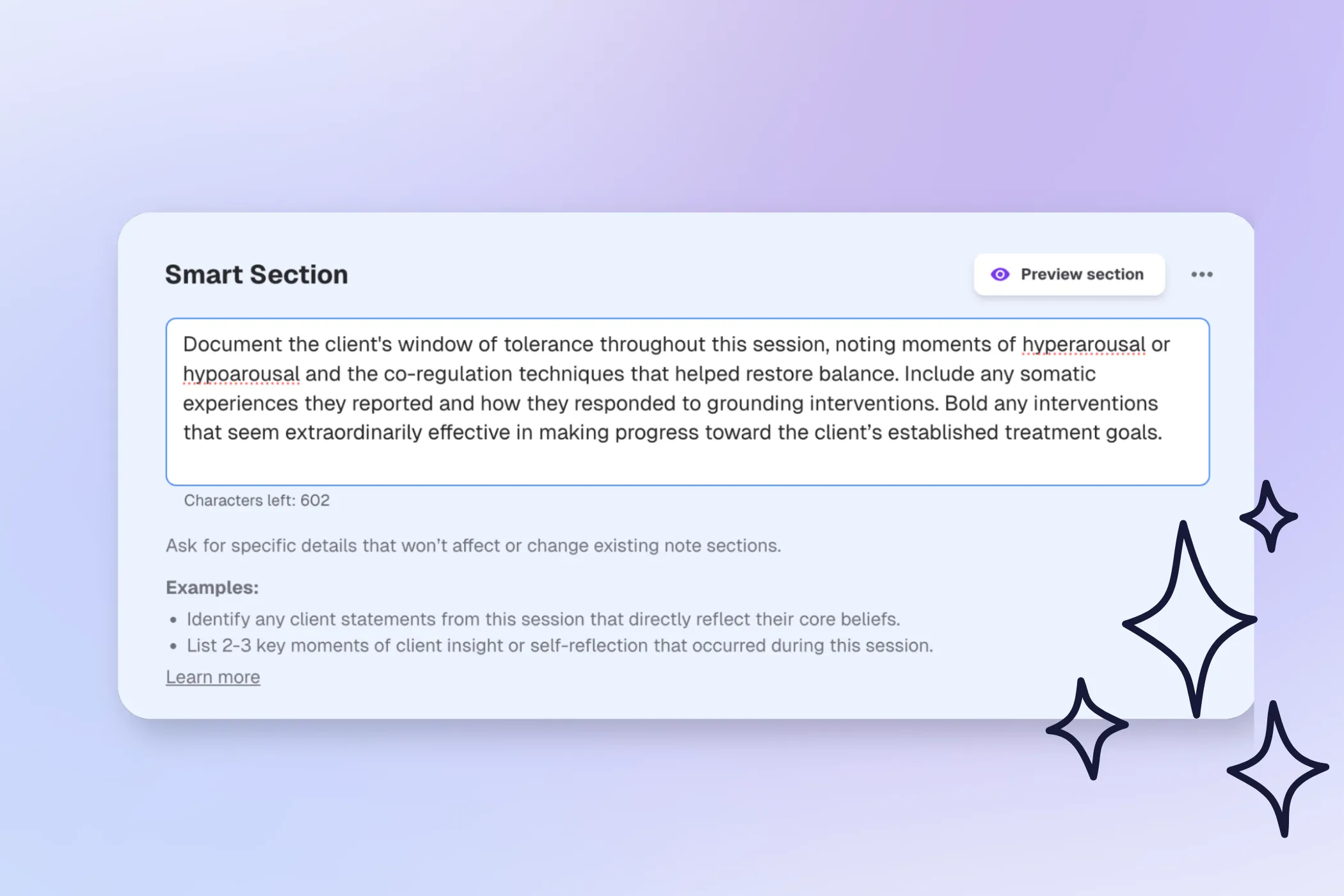 Smart Sections: Custom AI-powered note templates