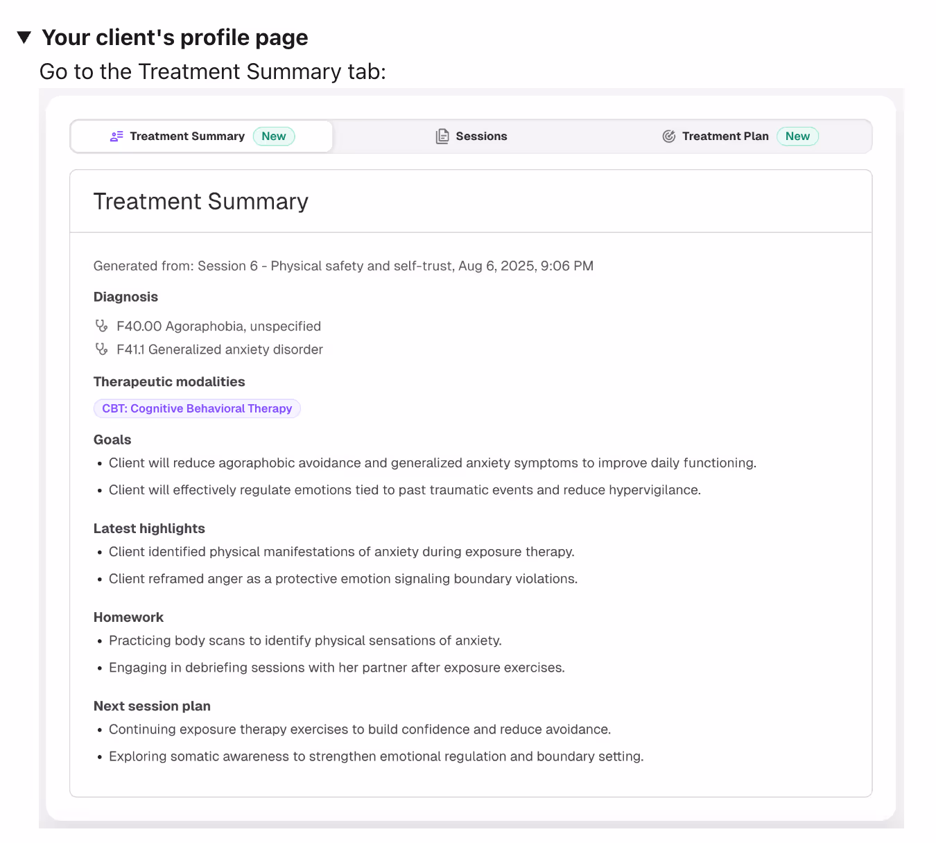 Treatment Summaries: Prepare for your next session in moments