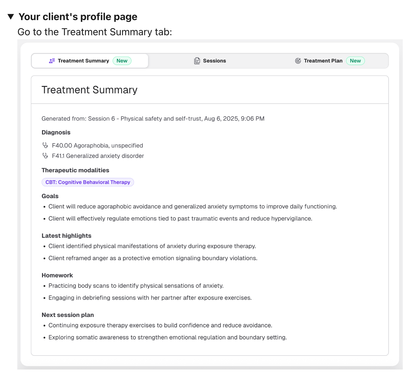 Treatment Summaries: Prepare for your next session in moments