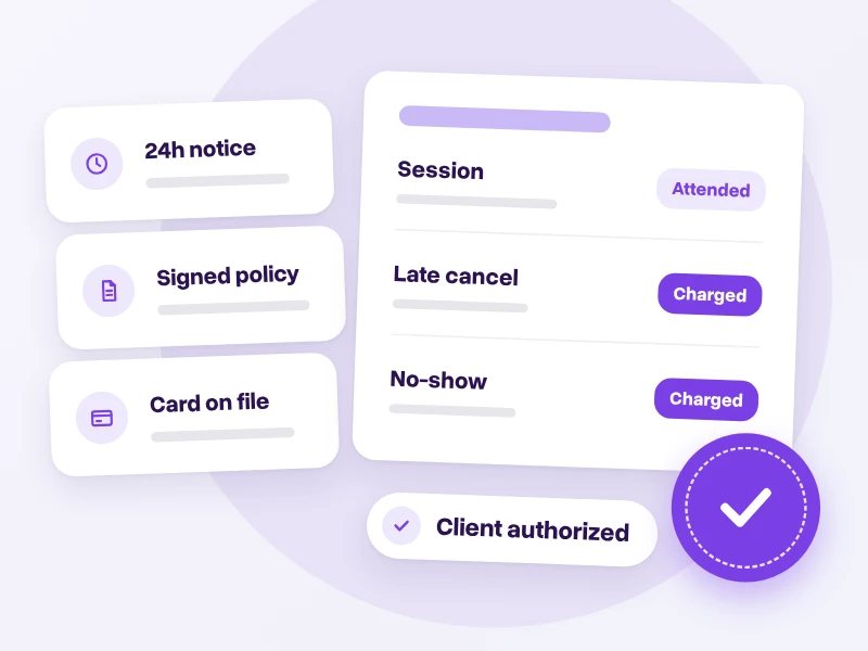 How should a therapy practice handle no-show and late-cancellation fees?