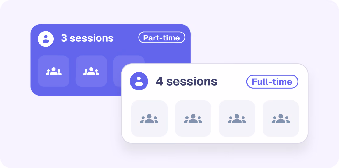 Session-based pricing for part-time and full-time clinicians