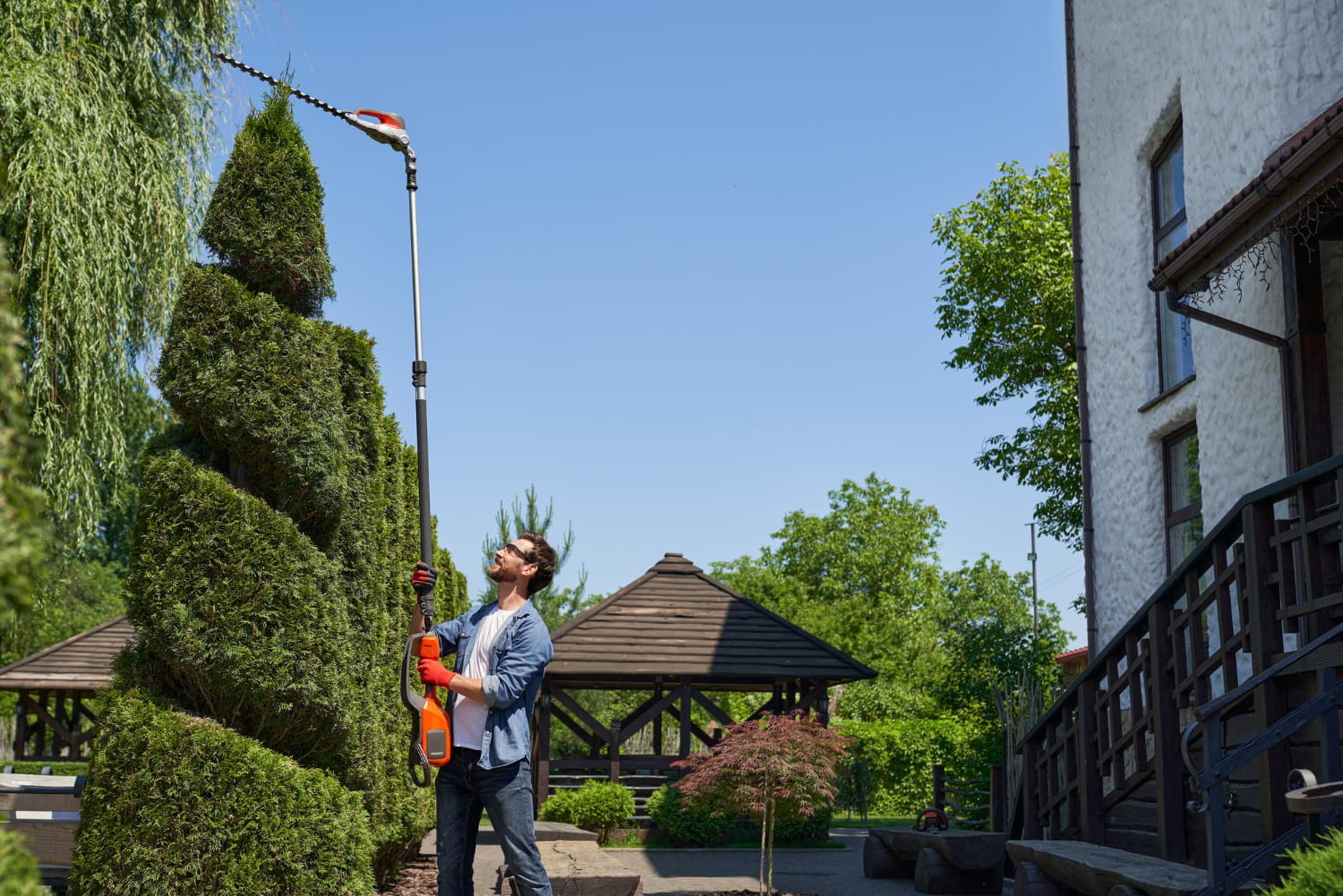 a man doing landscaping services