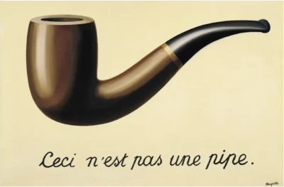 Pintura de René Magritte com a frase Ceci n’est pas une pipe