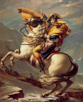Napoleão cruzando os Alpes na pintura clássica de Jacques-Louis David