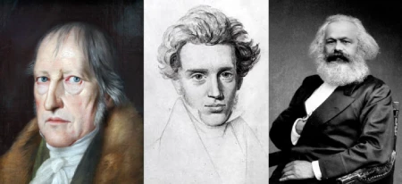 Georg Wilhelm Friedrich Hegel, Søren Kierkegaard e Karl Marx, pensadores da filosofia moderna e crítica