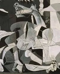Detalhe do cavalo ferido na pintura Guernica de Pablo Picasso