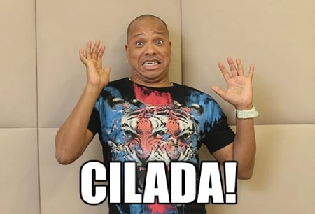 Anderson Leonardo com expressão assustada e a palavra cilada em destaque em meme