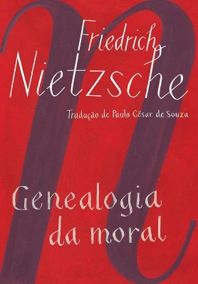 Capa do livro Genealogia da moral, de Friedrich Nietzsche, com fundo vermelho e tipografia estilizada
