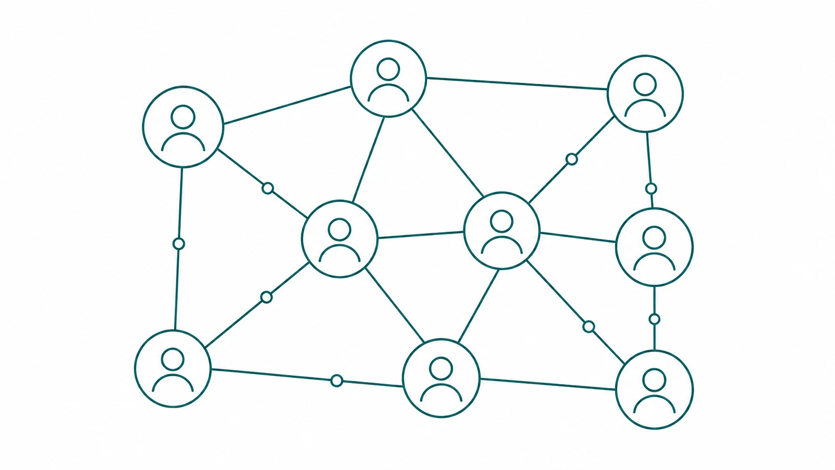 Diagrama de rede com figuras interligadas representando relações de poder