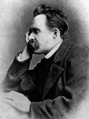 Retrato em preto e branco de Friedrich Nietzsche