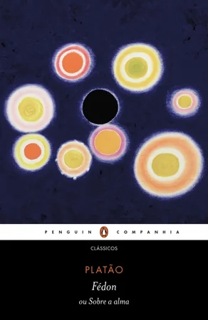 Capa do livro Fédon ou Sobre a alma, de Platão, com círculos coloridos sobre fundo azul