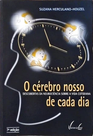 Capa do livro O cérebro nosso de cada dia, de Suzana Herculano-Houzel, com ilustração de um relógio no formato de um cérebro.