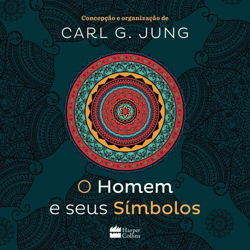Capa de O Homem e Seus Símbolos com mandala colorida sobre fundo azul-escuro