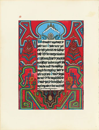 Página 50 do Livro Vermelho, com pintura e caligrafia de Carl Gustav Jung