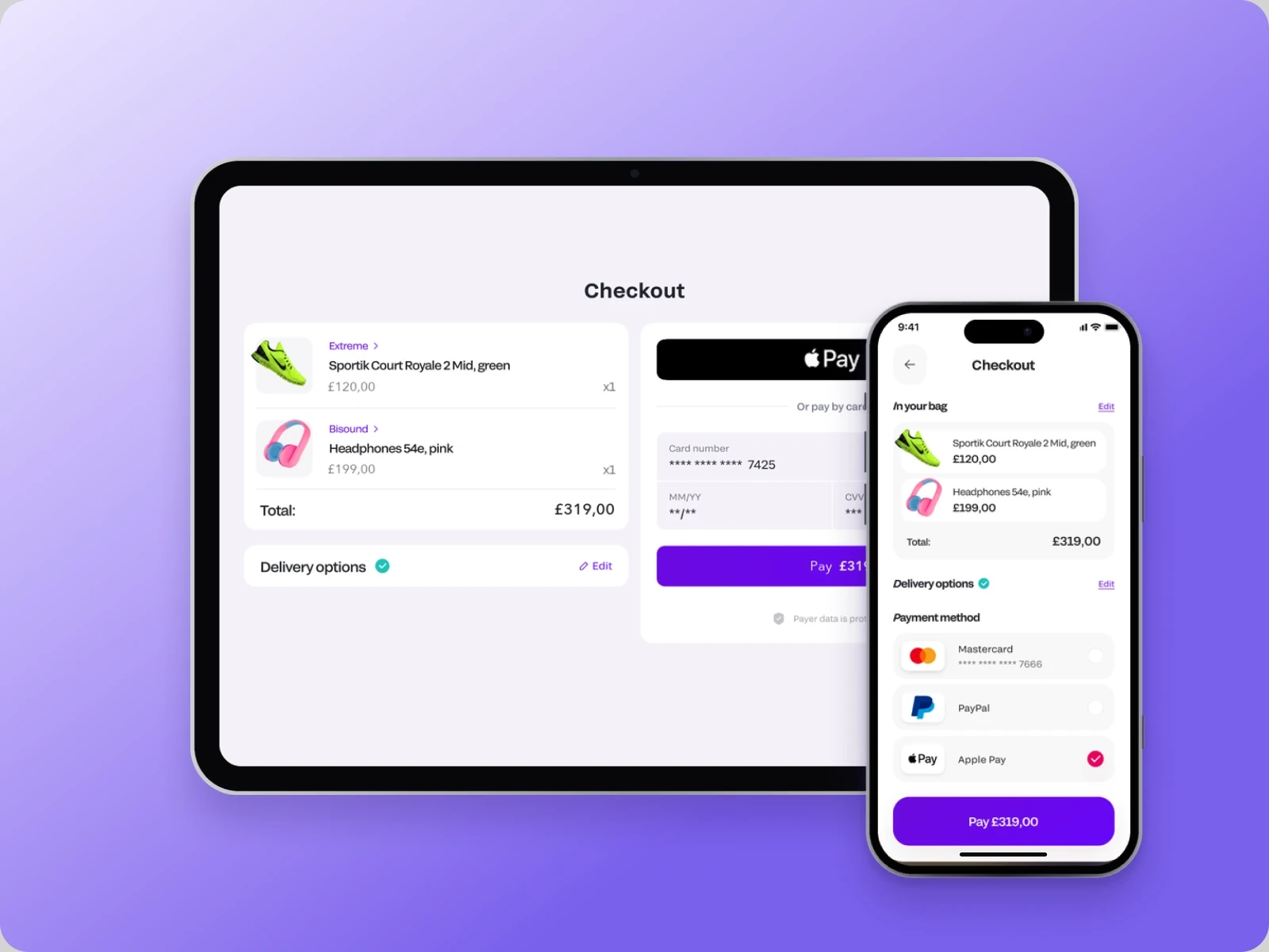 Fondy checkout on an iPad and on a phone