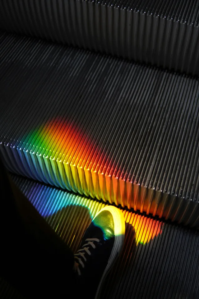 Rainbow on an escalator