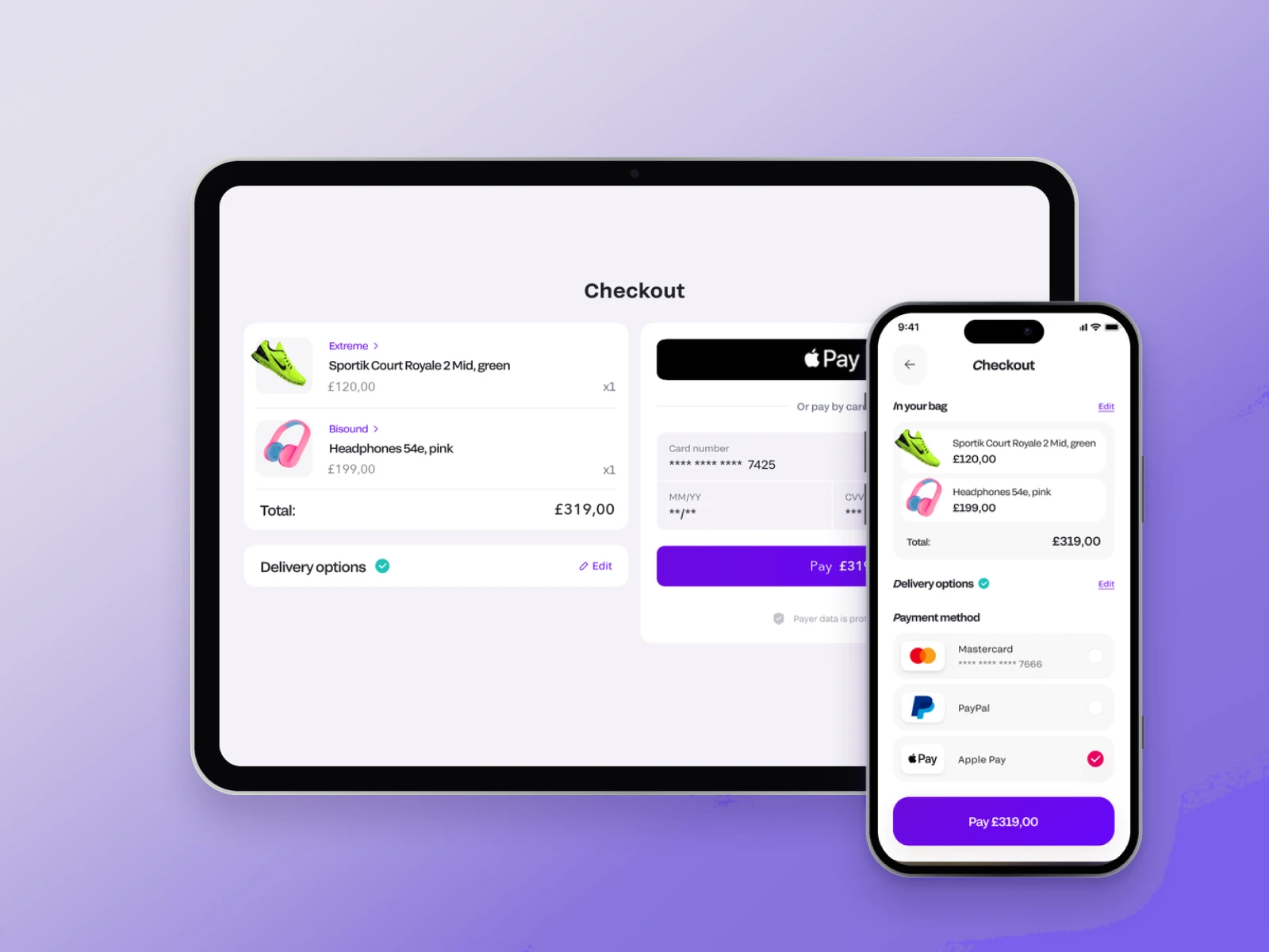 Fondy checkout on an iPad and on a phone