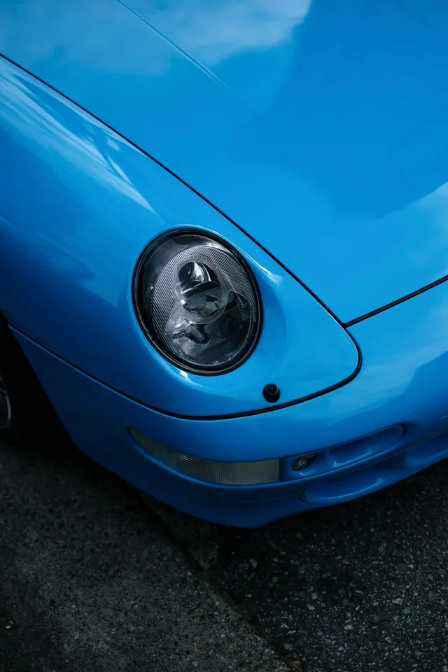 Blue car headlight