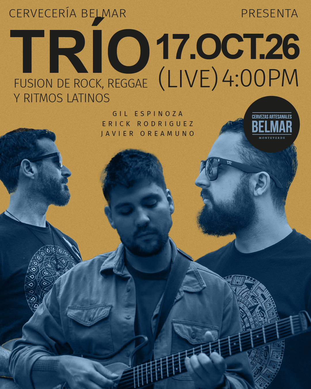 Gil Espinoza, Erick Rodríguez y Javier Oreamuno