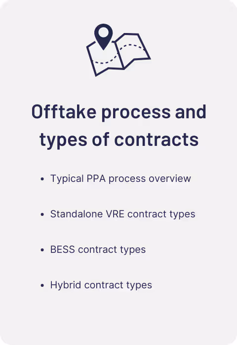 Offtake process and contract overviews
