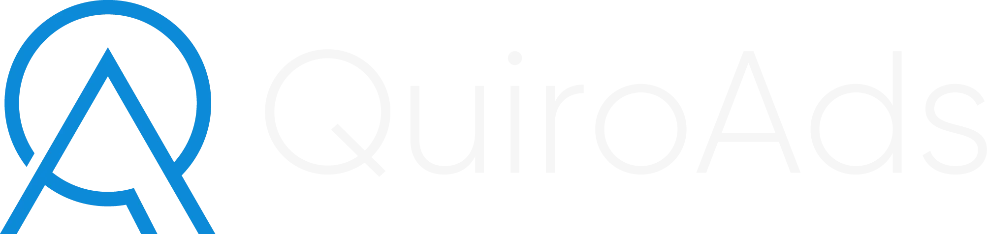 QuireoAds logo with a stylized blue letter A enclosed in a blue circle.