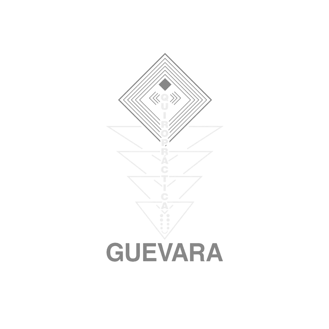 Abstract geometric arrow design pointing downwards with the text 'GUEVARA' below.