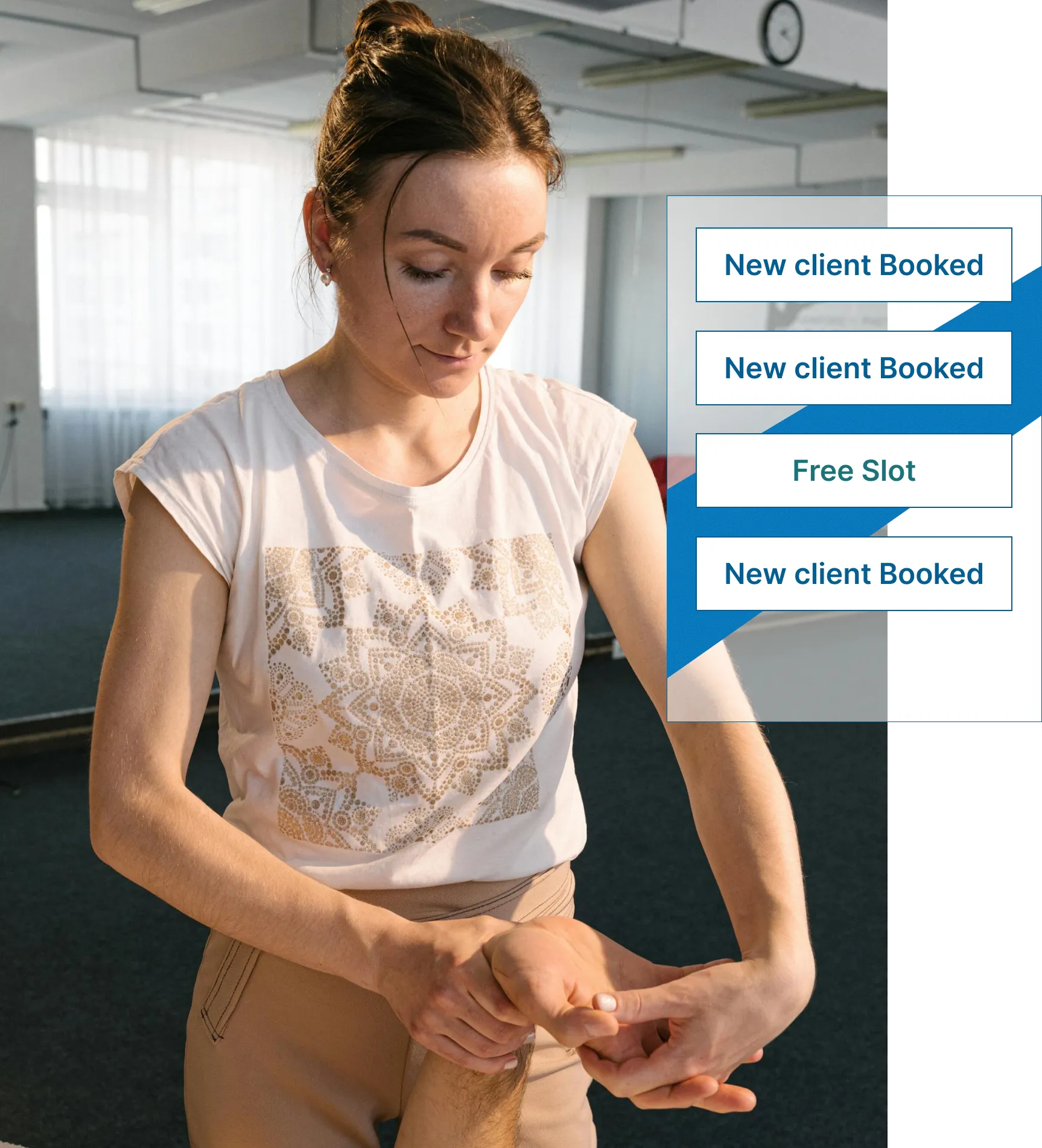 Chiropractor woman working while she is receiving patient notifications
