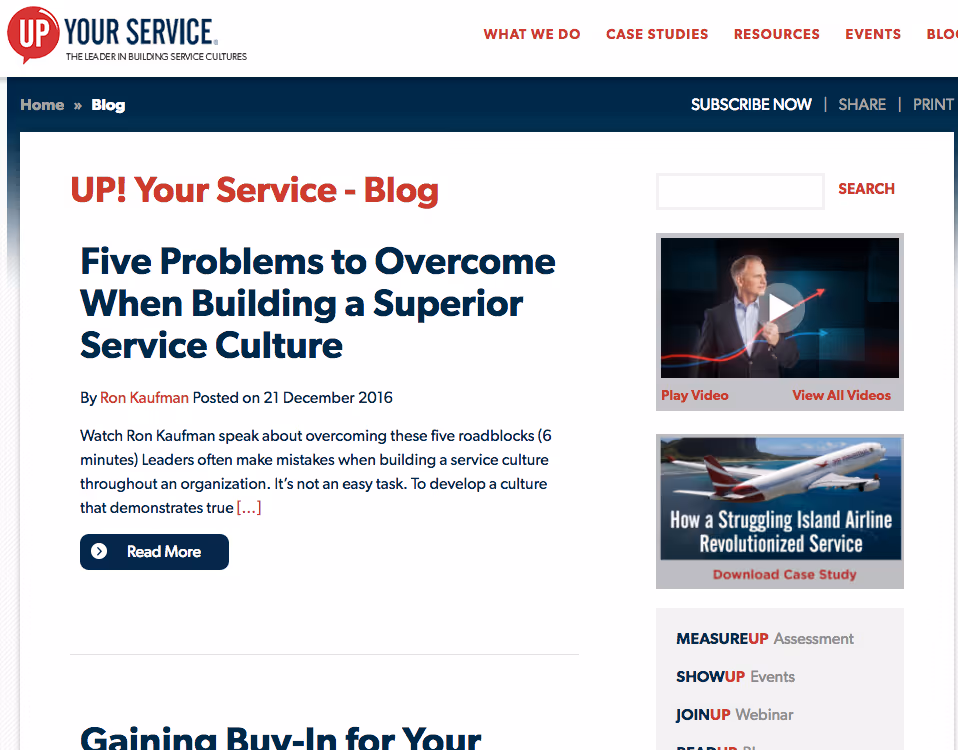 Up your service blog