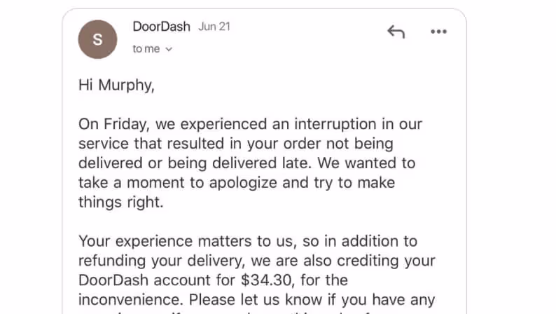 DoorDash's effortless customer service