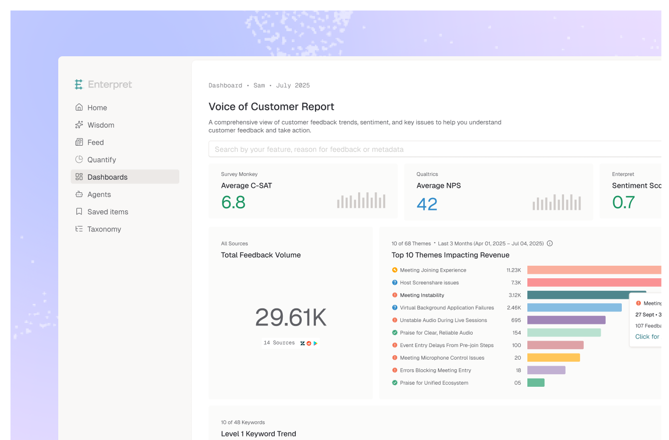 Enterpret customer intelligence platform