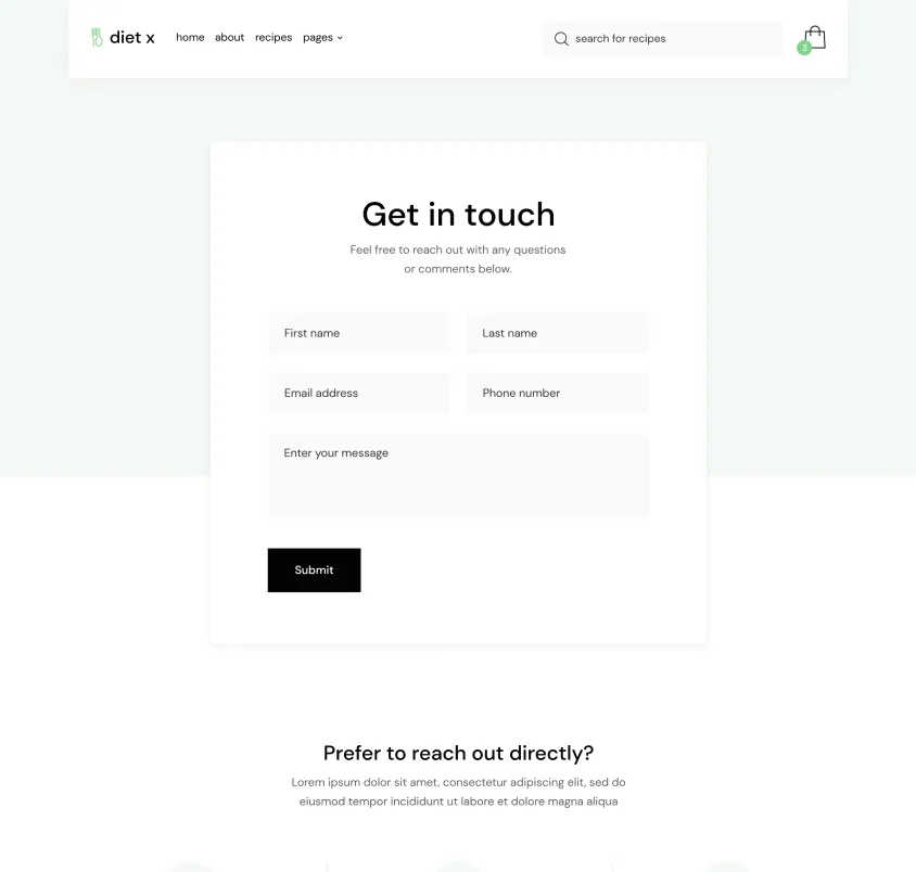 Contact - Diet X Webflow Template