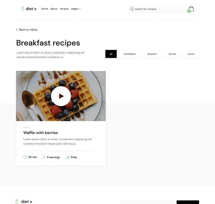 Recipe Category - Diet X Webflow Template
