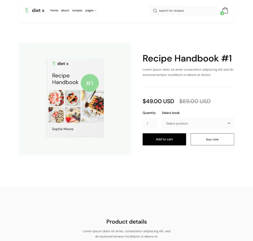 Package Single - Diet X Webflow Template