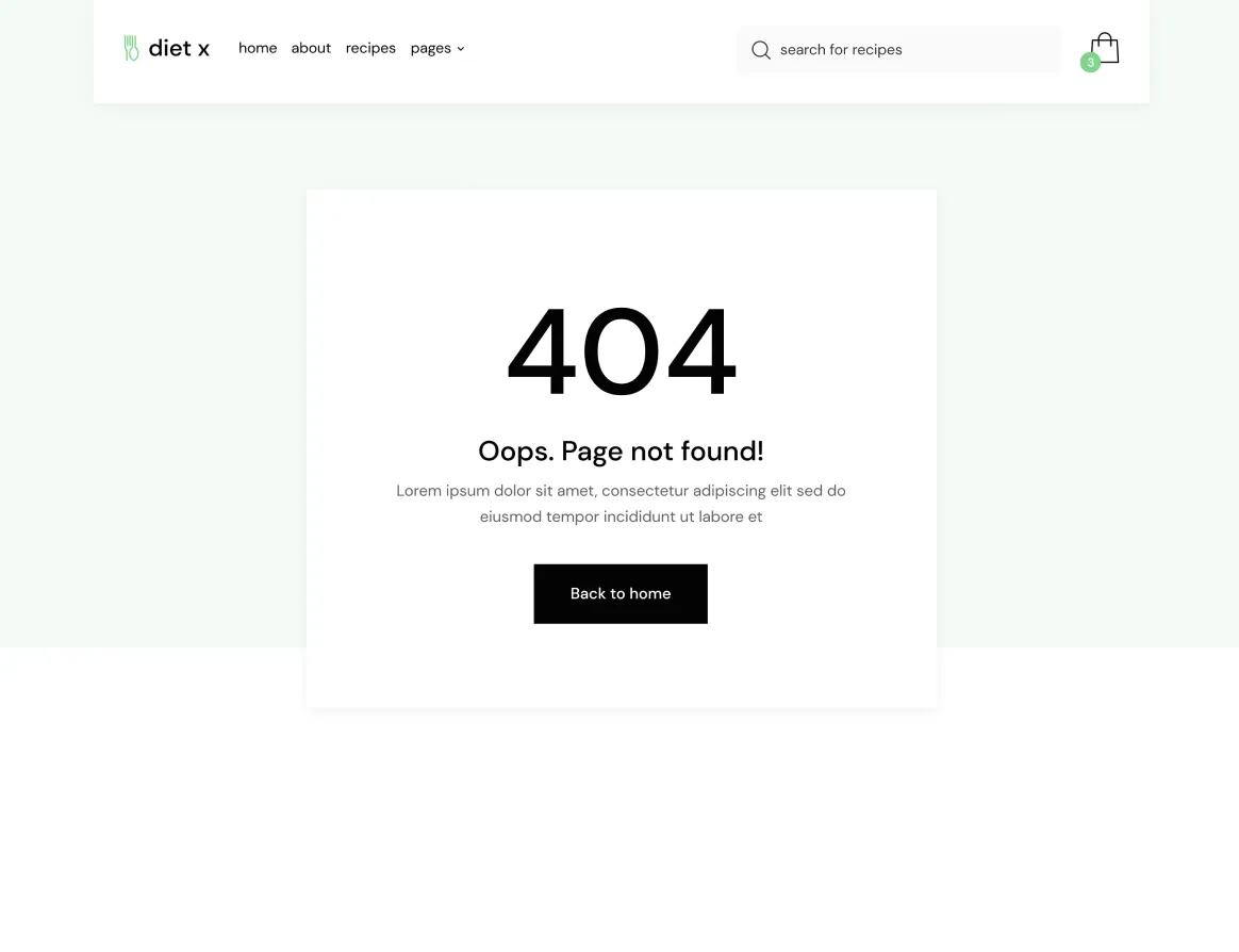 404 Not Found - Diet X Webflow Template