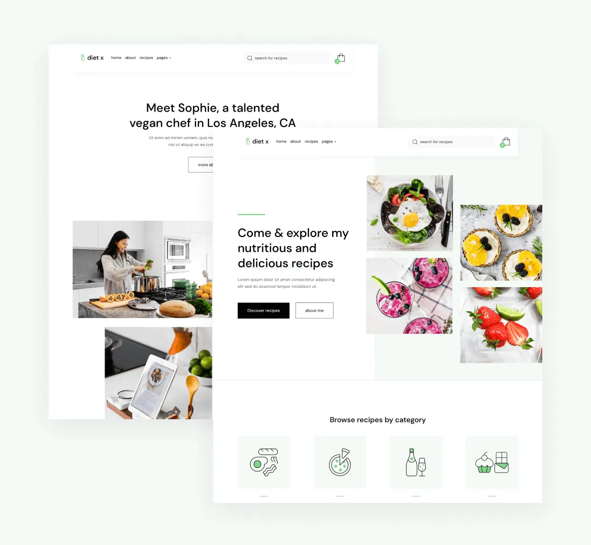 Pages Included - Diet X Webflow Template