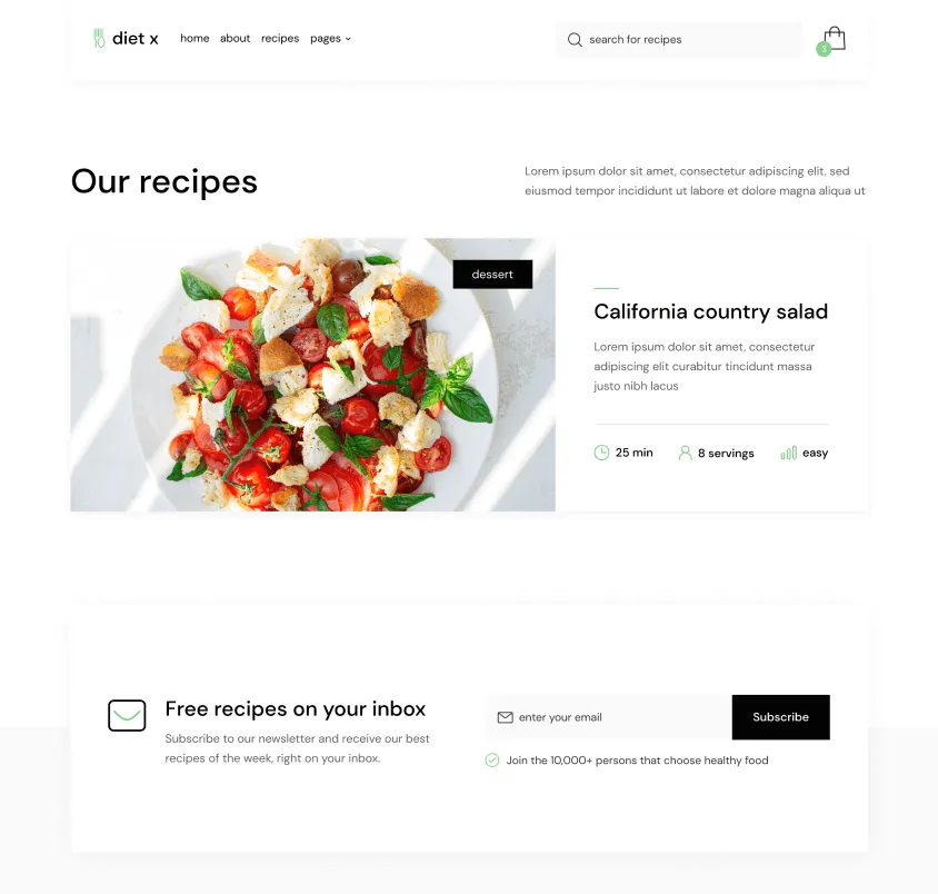Recipes - Diet X Webflow Template