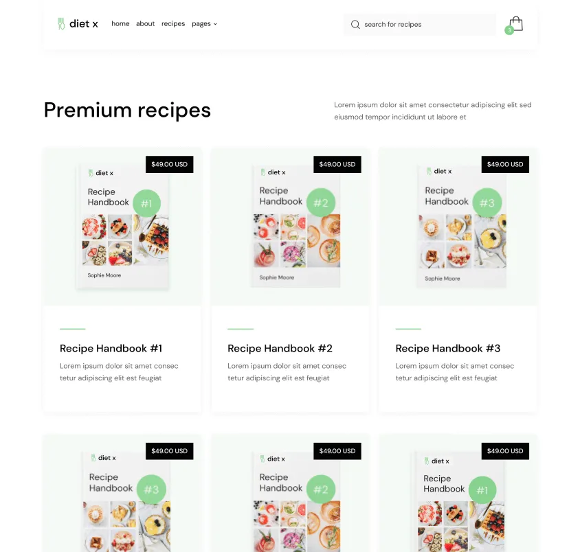 Premium Diet - Diet X Webflow Template