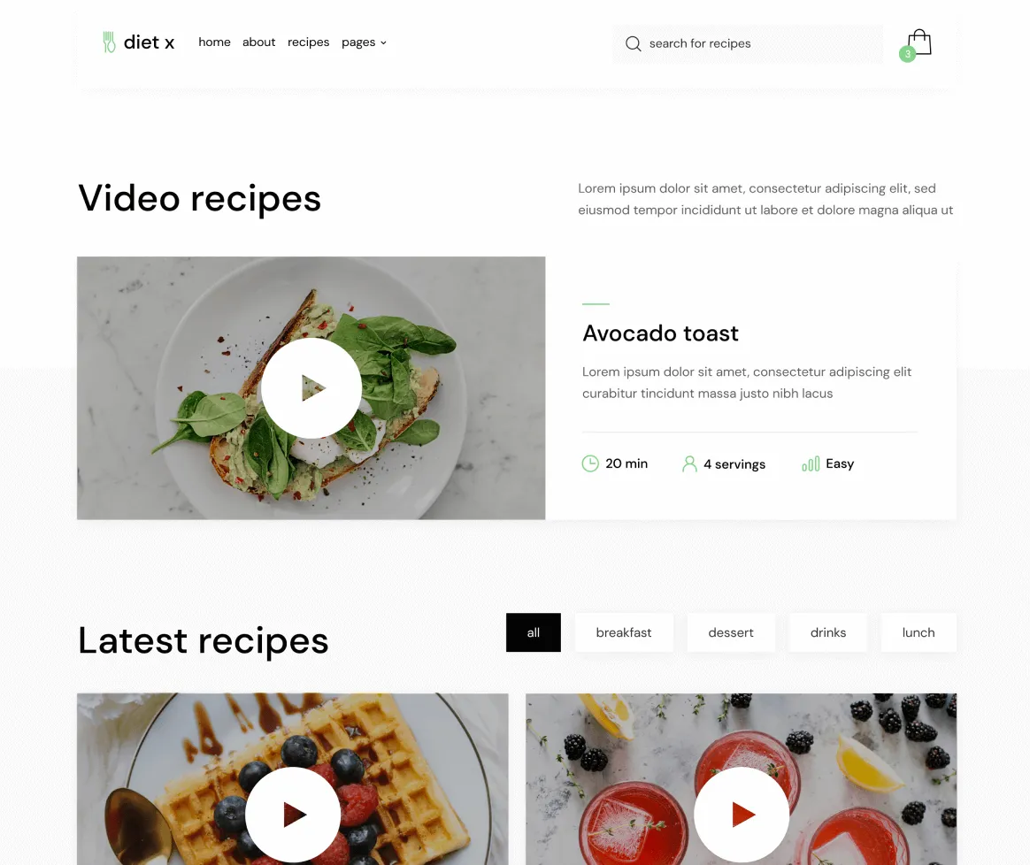 Videos - Diet X Webflow Template